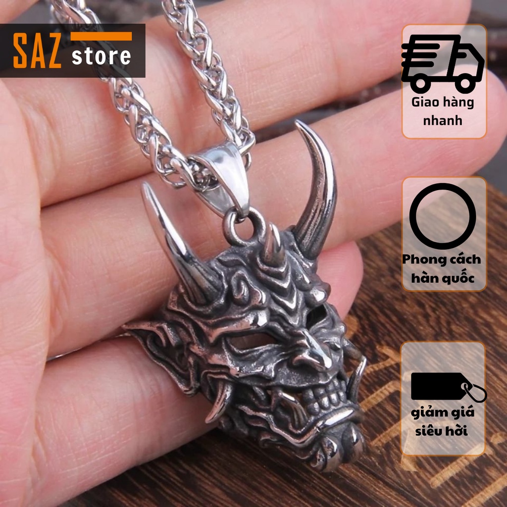 Dây chuyền nam mặt hình đầu lâu SAZ kim loại cao cấp chống gỉ độc đáo phong cách âu hàn thời trang - Vòng Cổ bạc Samurai