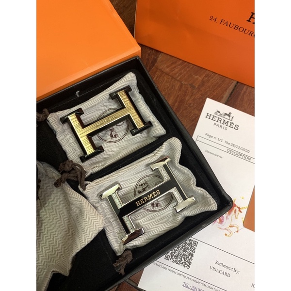 Thắt lưng nam HM, dây lưng hai mặt khóa thay đổi, Hàng super Fullbox thẻ bill túi vải túi giấy