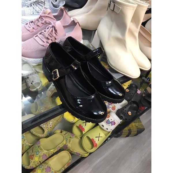 giày ulzzang nữ búp bê da bóng vintage quai ngang