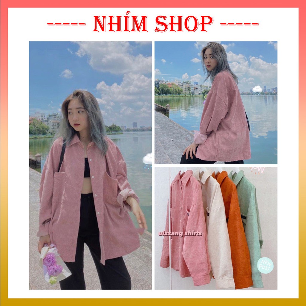 Áo khoác nhung tăm, áo sơ mi ulzzang nữ dáng rộng - NhimShop SM01 | BigBuy360 - bigbuy360.vn