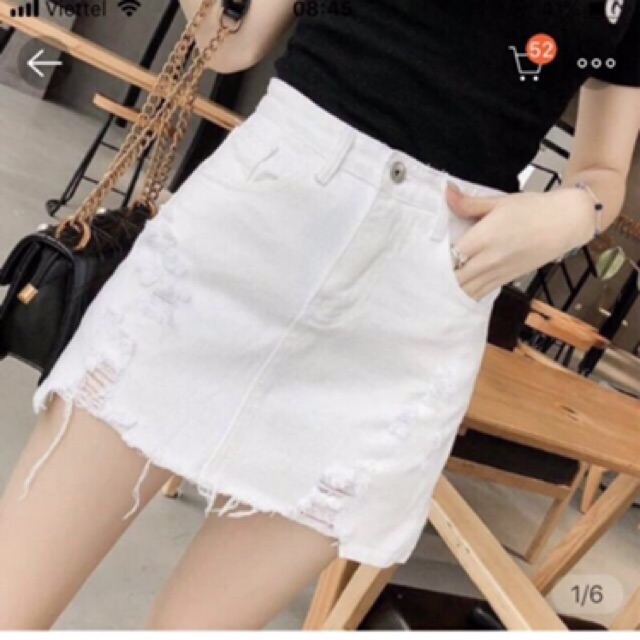 ( Hình thật ) Chân váy bò ngắn 2 màu trắng và đen | BigBuy360 - bigbuy360.vn