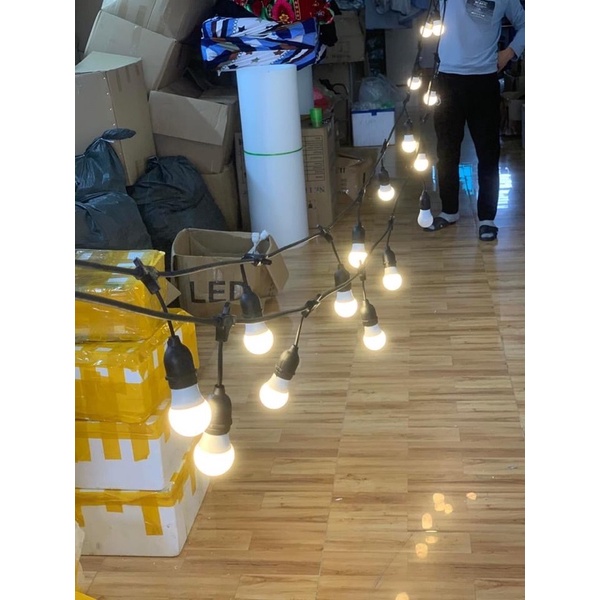 Dây Chống Nước 5m 10 Đui Cả Bóng, Dây Treo Thả Trang Trí Chống Nước.