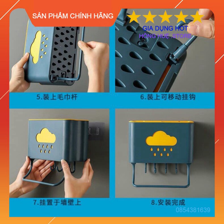 Kệ để đồ đa năng cho nhà tắm, nhà bếp hình đám mây, có các móc treo đồ và thanh phơi khăn tiện ích 👑