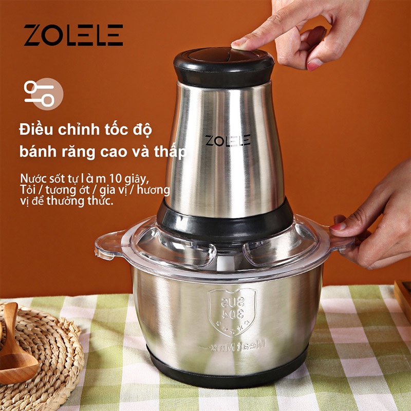 Máy xay thịt Zolele Zd002 mới xử lý nhanh thực phẩm bếp 2L 2022