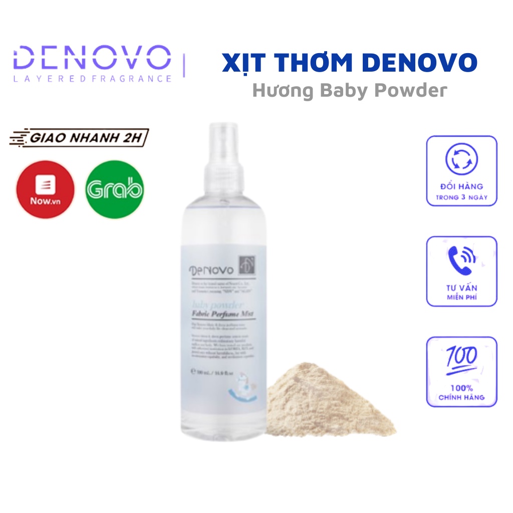 Xịt thơm hương nước hoa DENOVO Hàn Quốc hương Baby Powder - Nước xịt khử mùi quần áo, mùi phòng, mùi cơ thể chính hãng