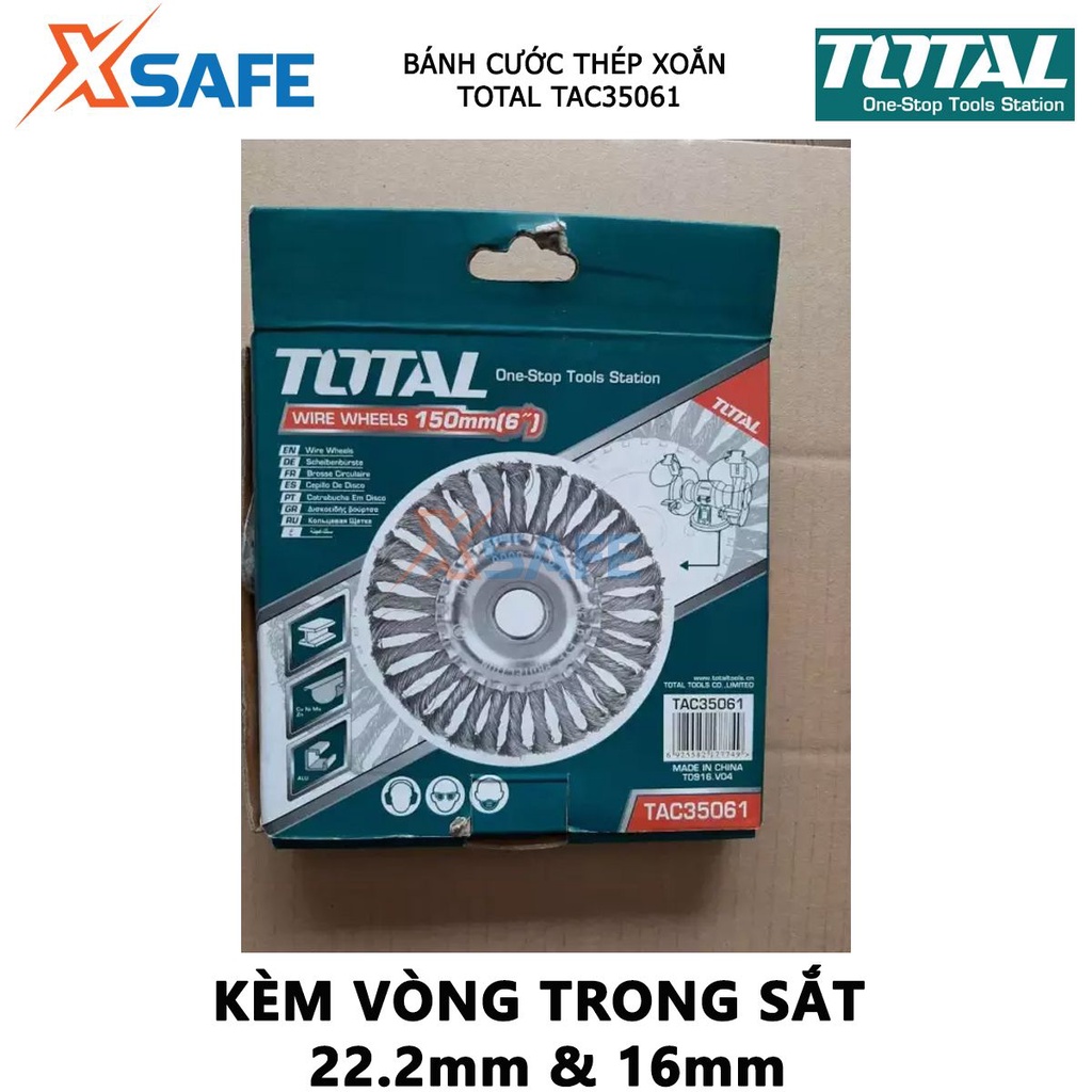 Bánh cước TOTAL TAC36051 chén cước đánh bóng sợi đồng Đường kính 125mm, Kích thước dây 0.35mm đánh rỉ các vật dụng