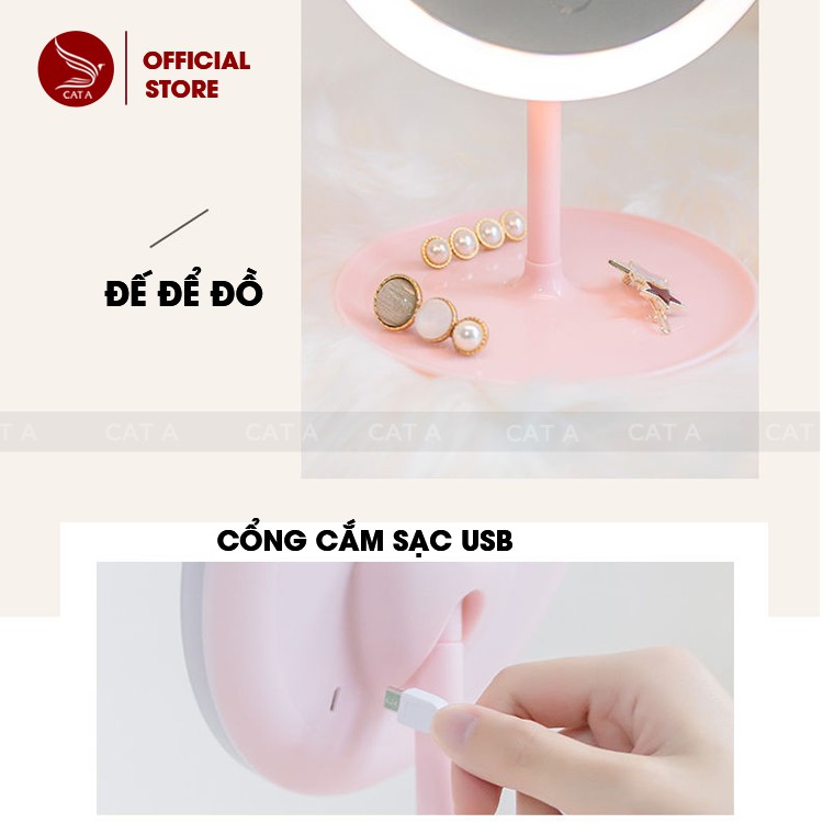 [Hàng Mới Về] Gương trang điểm để bàn cảm ứng 3 chế độ màu LED - Dành cho các bạn gái trang điểm siêu lung linh !
