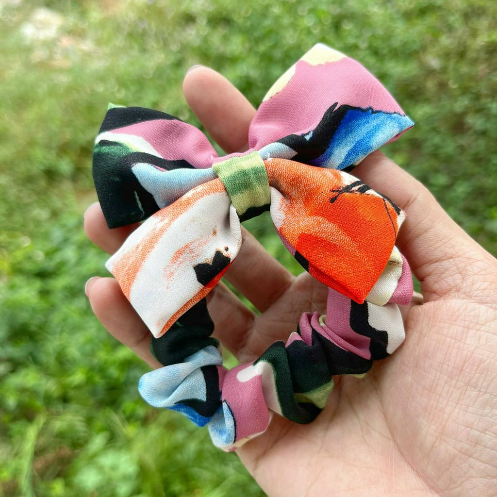 Cột tóc, buộc tóc Scrunchies phối nơ phong cách Hàn Quốc xinh xắn SHOP5SAO