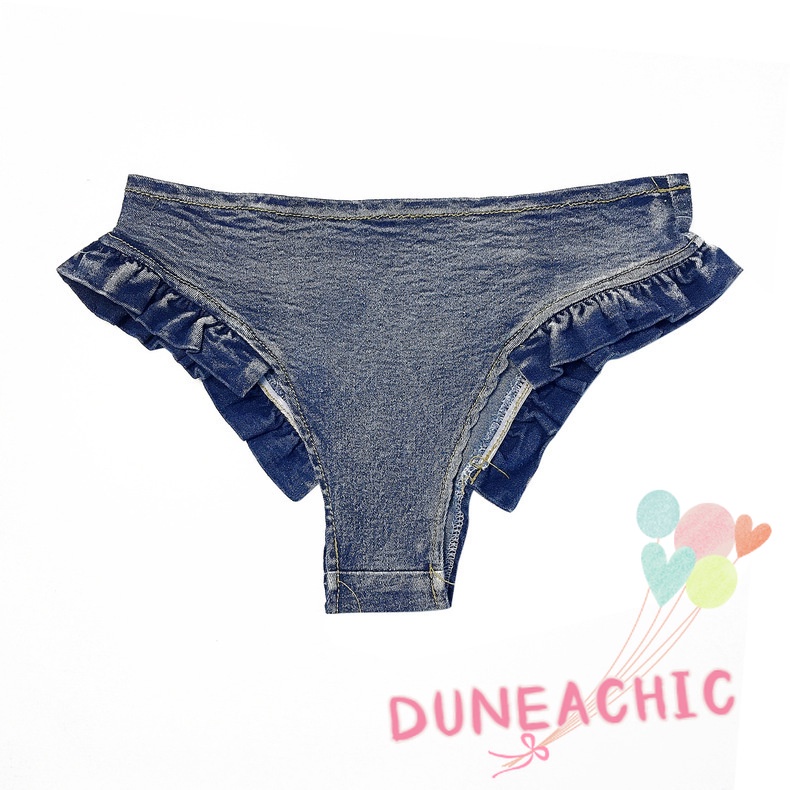 DUNEA Bộ Áo Tank Top Hở Lưng Phối Quần Short Denim Lưng Thấp Kiểu Retro Thời Trang Cho Nữ L0719