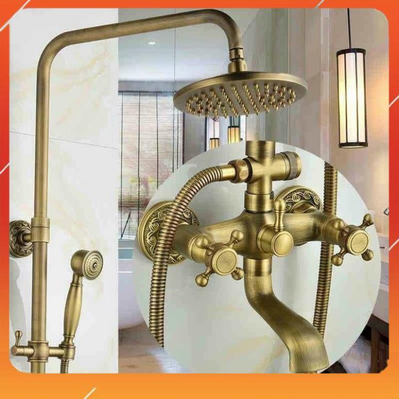 Bộ sen cây tắm nóng lạnh, chất liêụ đồng thau giả cổ