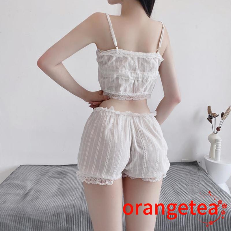 Set Đồ Lót 2 Món Gồm Áo Buộc Dây Và Quần Ngắn Lưng Thun Cho Nữ