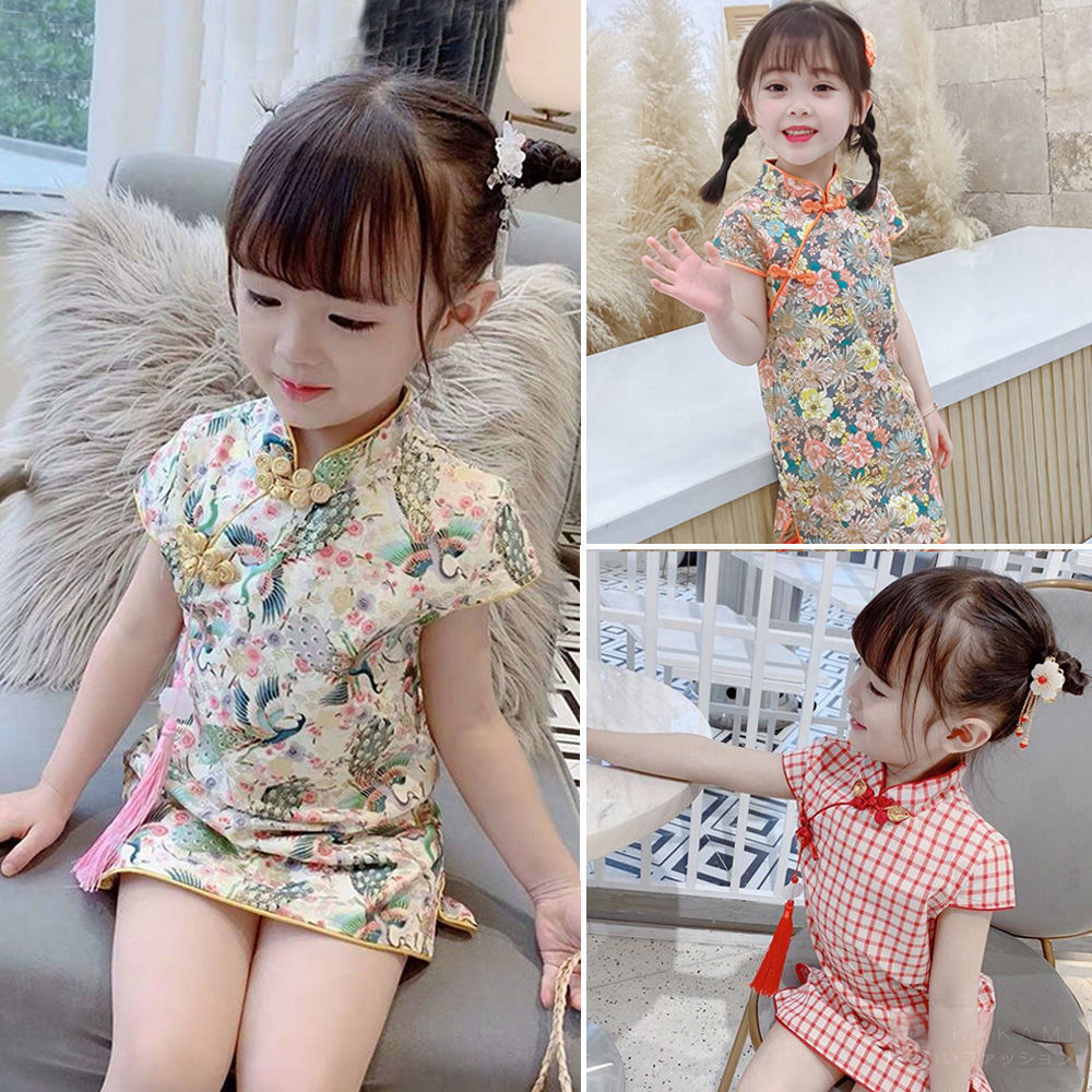 Cô gái trẻ em mùa xuân và mùa hè 2021 trẻ em slim cheongsam váy công chúa váy cổ điển trung quốc thời trang trang phục PAPAYA