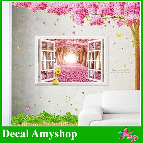 Decal dán tường Combo Đào hồng - PVC vinyl