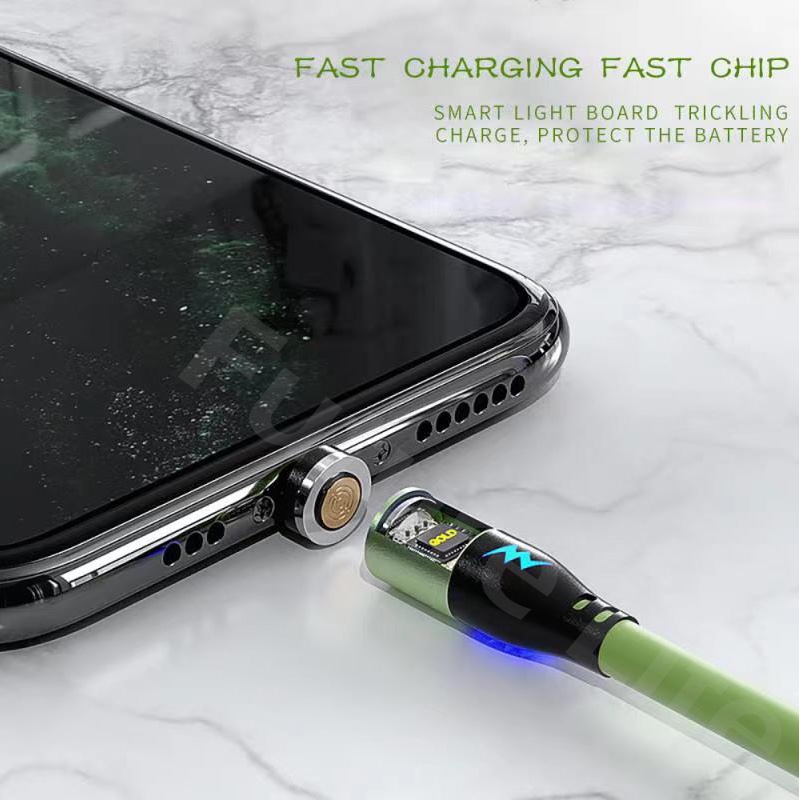 Dây cáp sạc nhanh Micro USB/iPhone/Type C 3A silicon dẻo màu macaron có đèn LED và nam châm cho điện thoại thông minh