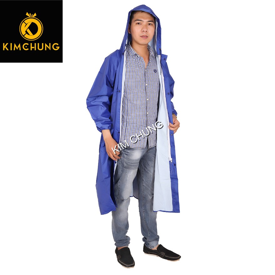 Áo mưa nam vải dù cao cấp, áo mưa đi xe máy siêu bền (2 size 2XL, 3XL từ 1m5-1m75)(Có dây kéo và nút gài)