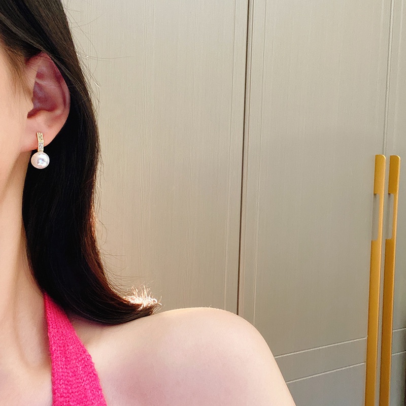 Bông tai đính ngọc trai thiết kế đơn giản xinh xắn dành cho nữ