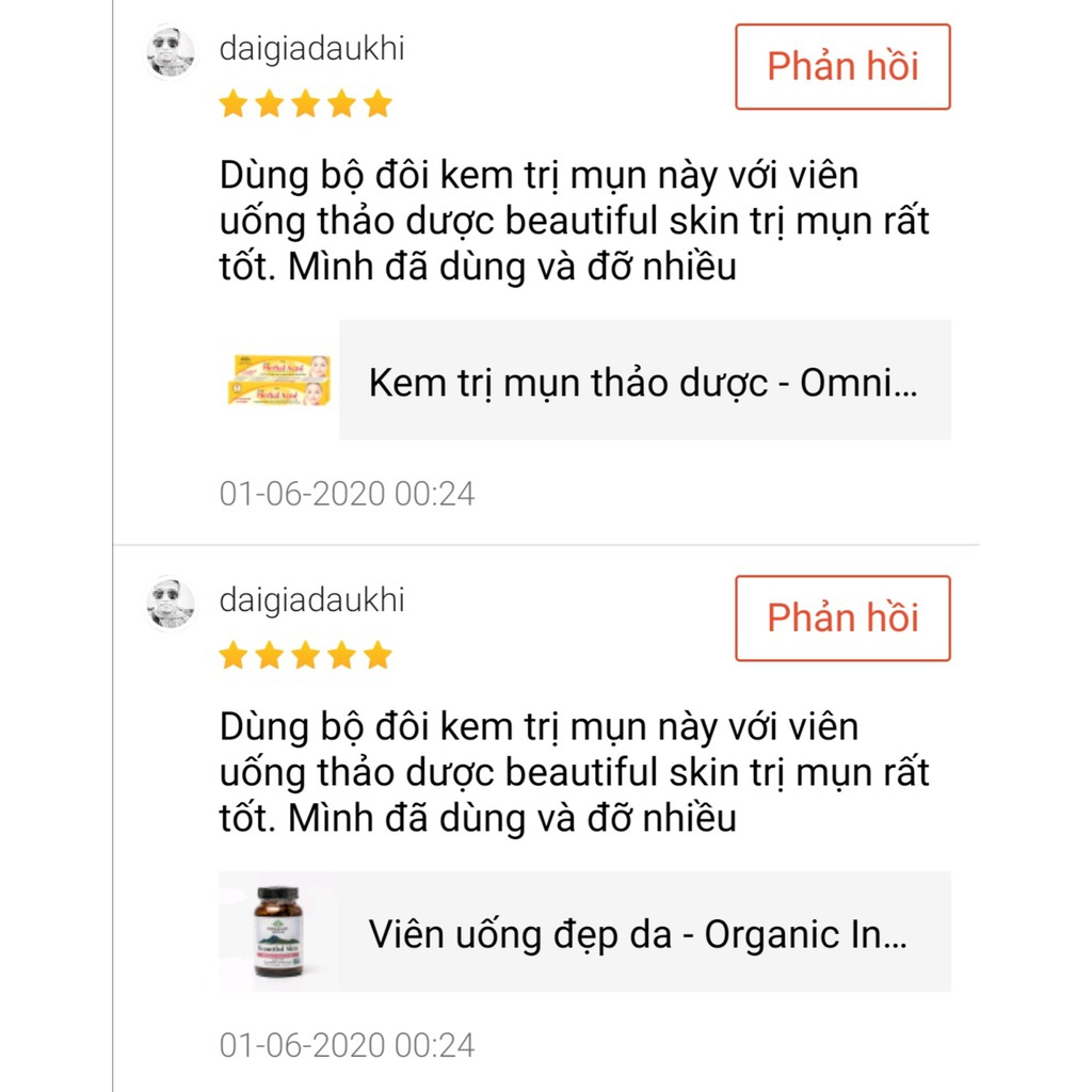 Kem giảm mụn thảo dược - Omni Herbal Acne Cream (SPK) - hebenastore