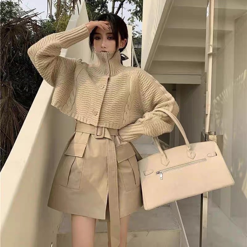 Áo len cổ cao phong cách croptop (kèm ảnh thật)