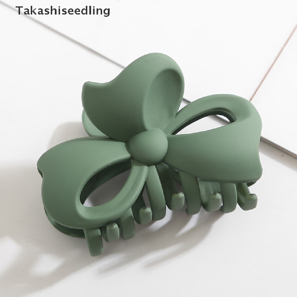 (Takashiseedling) Kẹp Tóc Càng Cua Bằng Acrylic Nhám Đính Nơ Thanh Lịch Hàn Quốc