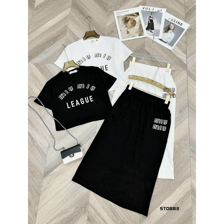 SÉT THUN GÂN ÁO CROPTOP PHỐI VÁY CHẺ PHONG CÁCH HIỆN ĐẠI TRẺ TRUNG XINH XẮN UP Thời Trang hhp 2022