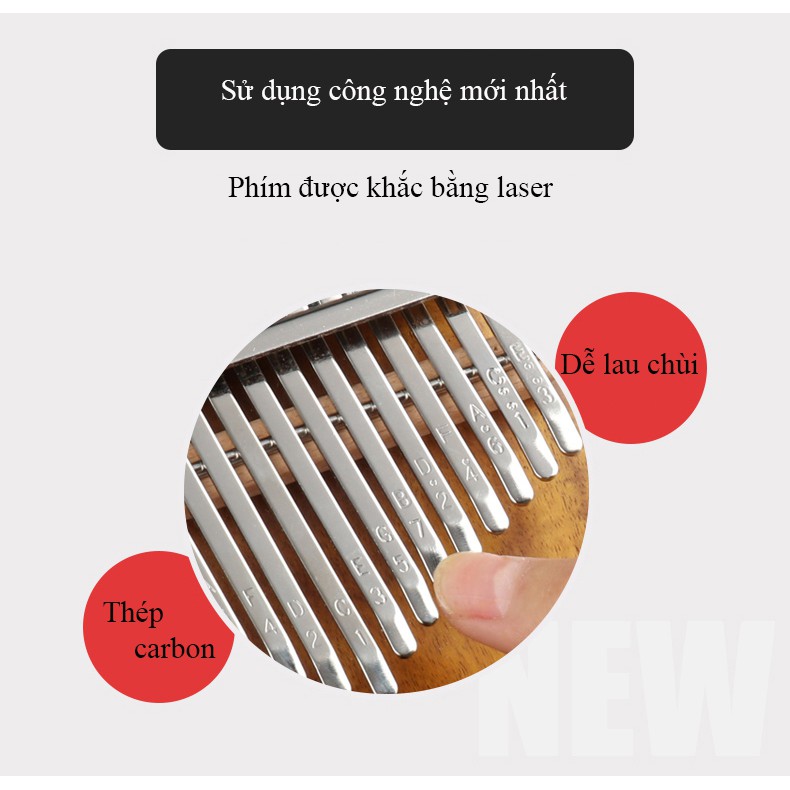 Đàn piano Kalimba bằng gỗ 17 phím sử dụng bằng ngón tay cái - Đàn Kalimba 17 Phím Bằng Gỗ