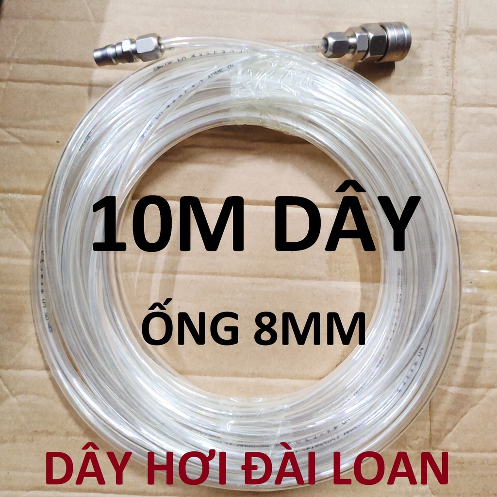 Dây hơi thẳng 10m, dây 5x8mm, kèm bộ đầu nối nhanh phổ thông (SS1955) (SS6694)