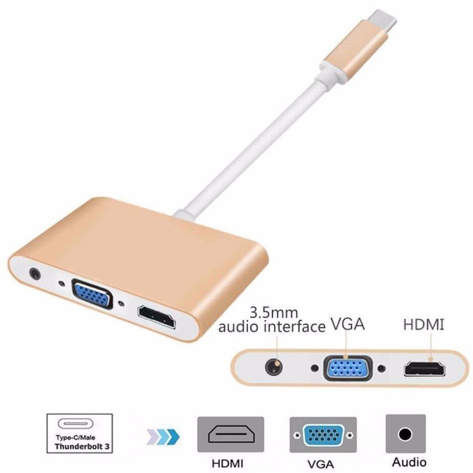 Cáp chuyển USB Type-C to HDMI / VGA + Audio