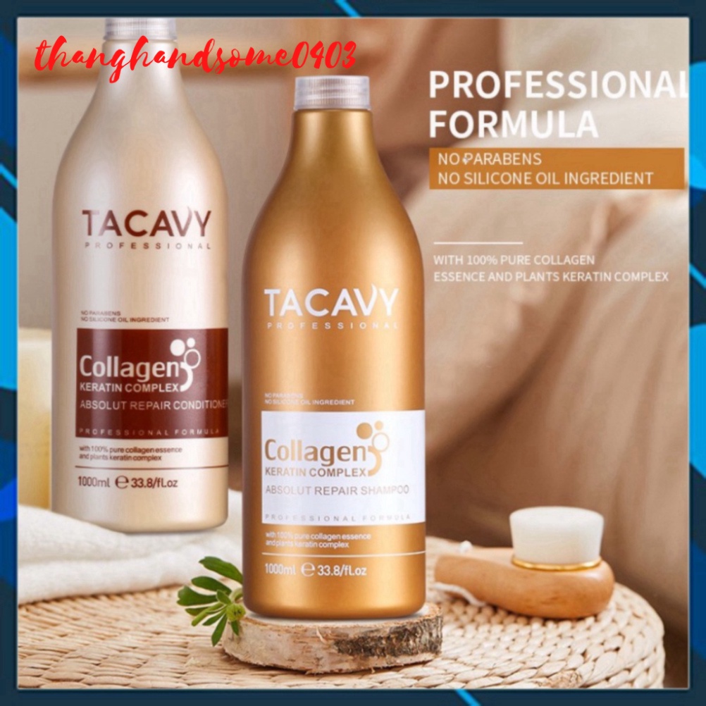 Cặp dầu gội xả TACAVY Collagen 1000ML | PHỤC HỒI TÓC HƯ TỔN, KHÔ XƠ GÃY RỤNG HÀNG CHÍNH HÃNG (thanghandso