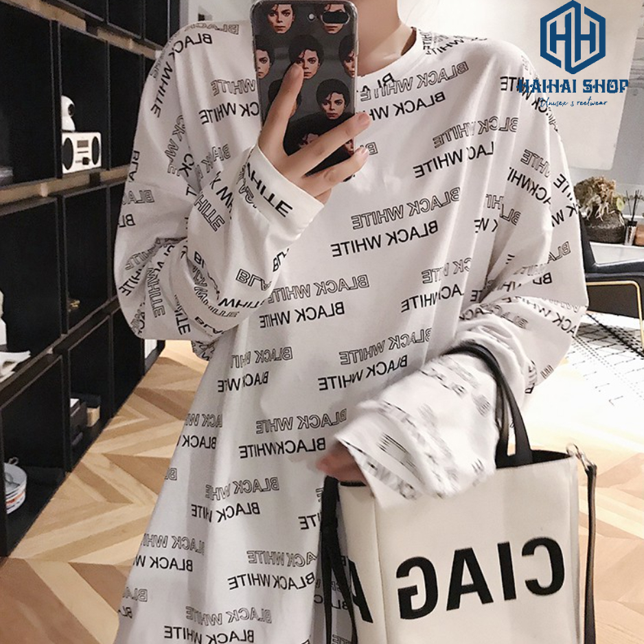 Áo Thun Tay Dài Chữ Unisex Phom Rộng