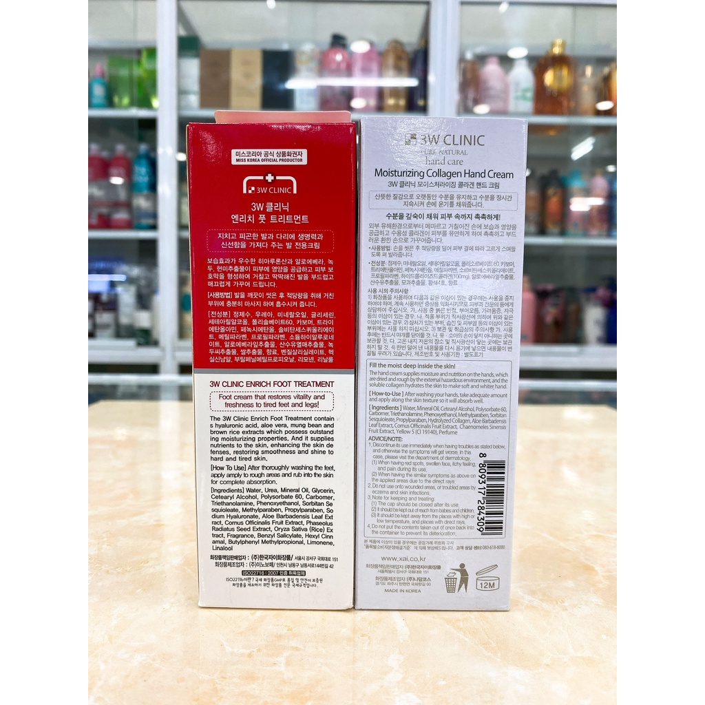 Kem Dưỡng Da Tay - Da Chân 3W Clinic Hand Cream Hàn Quốc 100ml