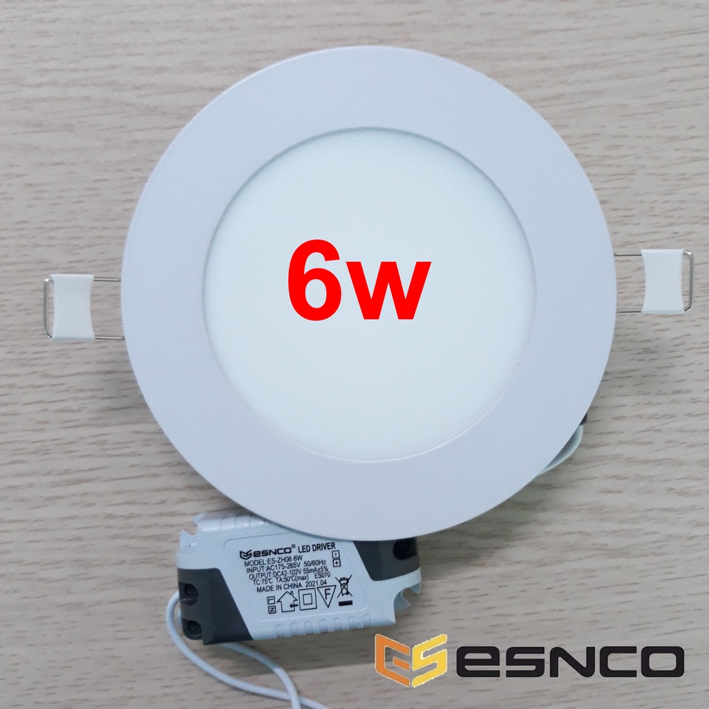 Đèn led âm trần 6w một màu trắng ESNCO - BH chính hãng 2 năm