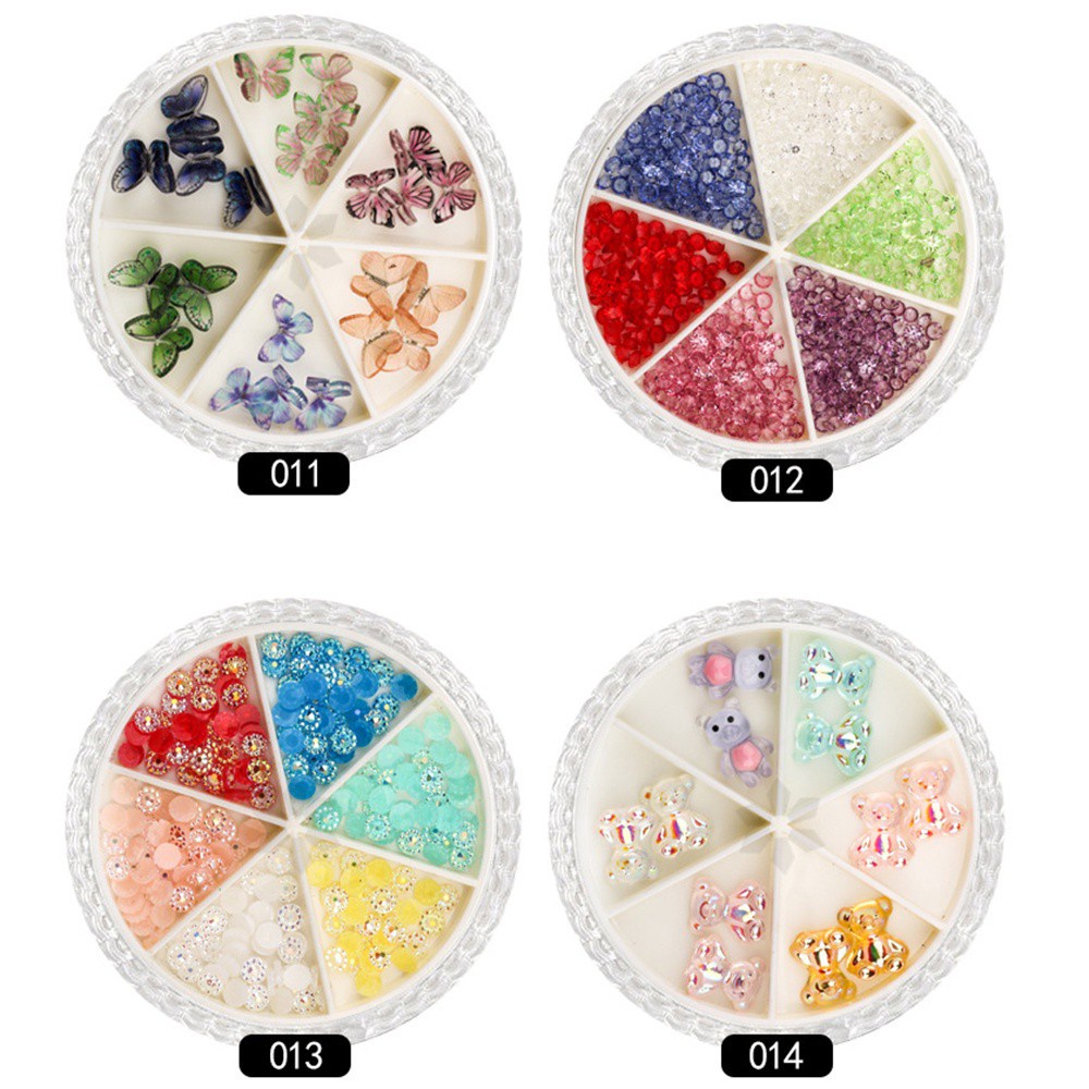 Hộp 6 Hạt Nhân Tạo Họa Tiết Hoạt Hình 3D Trang Trí Móng Tay