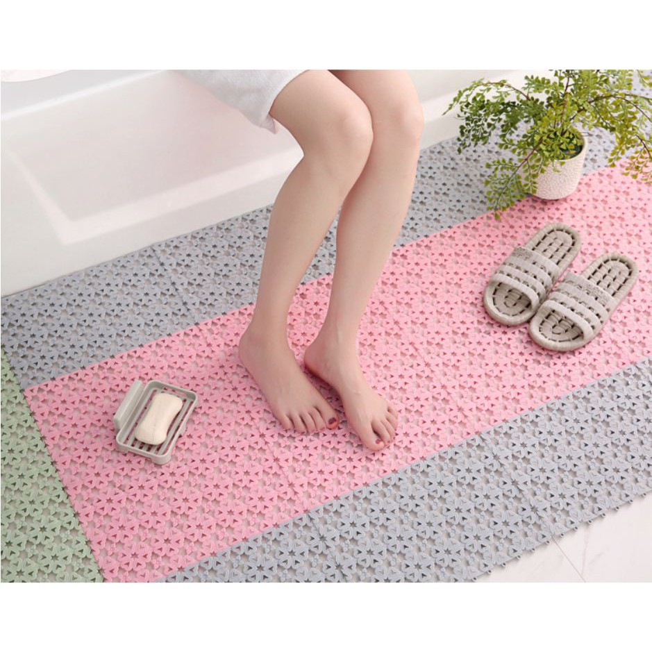 ∈Tấm Lót Sàn Thảm Nhựa Ghép KIỂU BÔNG HOA T2 - Size 21X31Cm - Nhựa Dày Chống Trơn Trượt Khô Thoáng Nhà Tắm