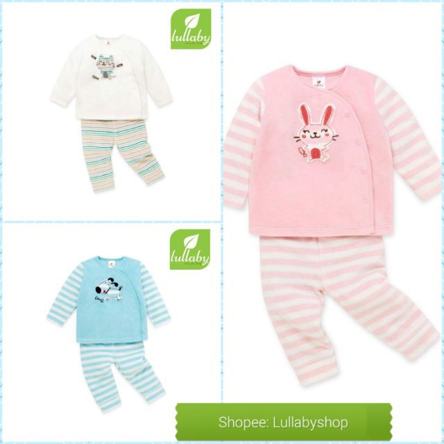 [Xả kho] Set quần dài bo ống + Áo cài lệch băng lông bé trai/gái Lullaby