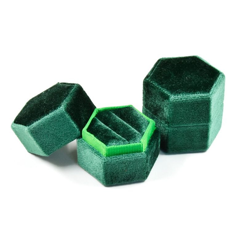 Hộp Đựng Nhẫn Hình Lục Giác Bằng Vải Nhung Sang Trọng