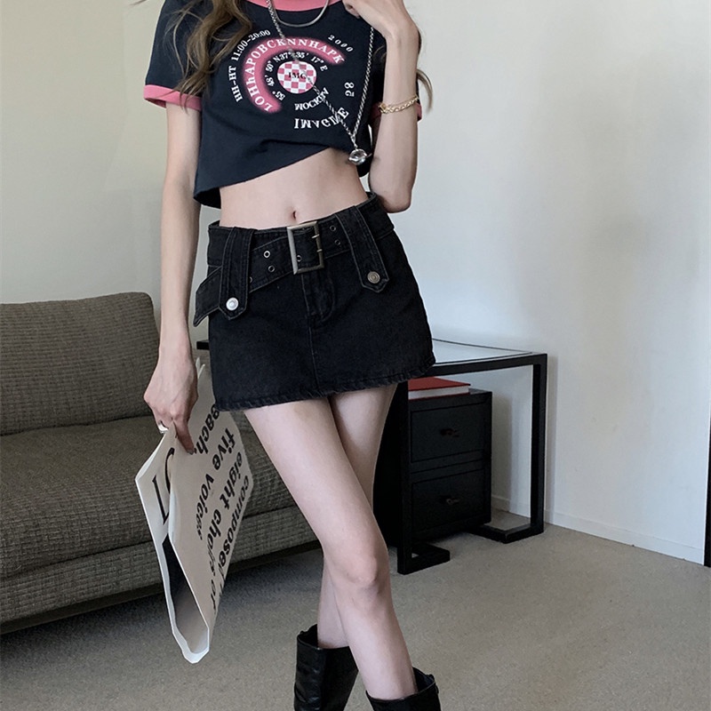 Chân Váy Denim Chữ A Lưng Cao Thời Trang Mùa Hè Cho Bé Gái