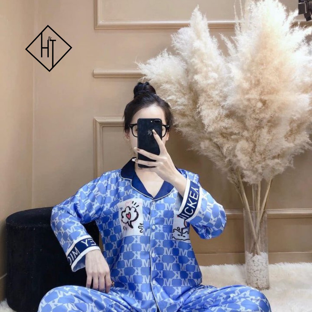 Đồ bộ pijama - Bộ mặc nhà lụa satin dài tay cao cấp mềm mịn, mát mẻ | BigBuy360 - bigbuy360.vn