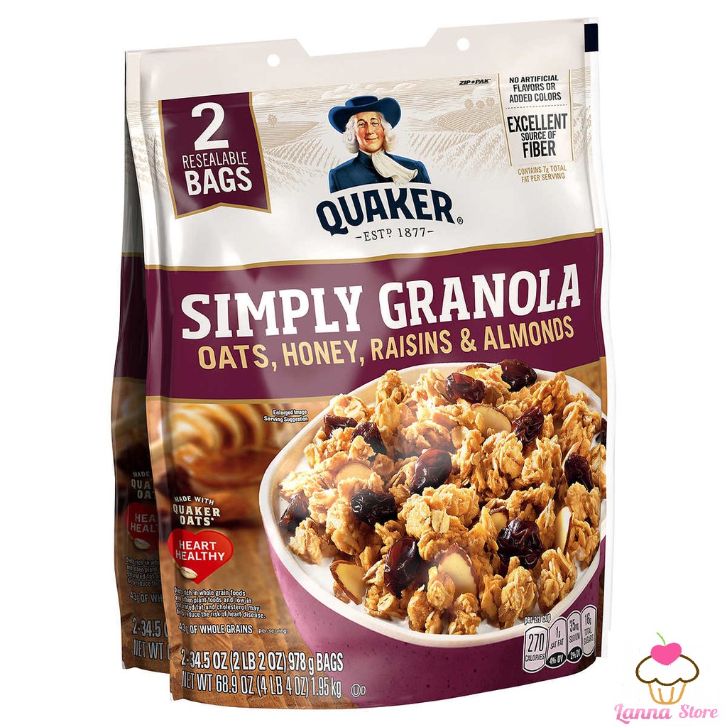 [Mã GROSALE2703 giảm 8% đơn 250K] [HSD 7/2021] NGŨ CỐC ĂN KIÊNG QUAKER SIMPLY GRANOLA MỸ - GÓI 978G