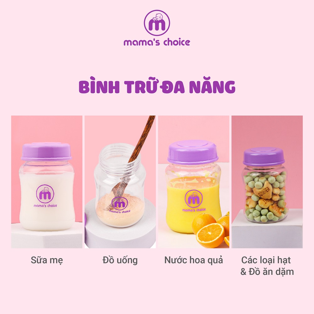 Bình Trữ Sữa Mama's Choice 180ml, Bình Đựng Sữa Mẹ Tương Thích Các Loại Máy Hút Sữa Cổ Rộng Spectra, Avent