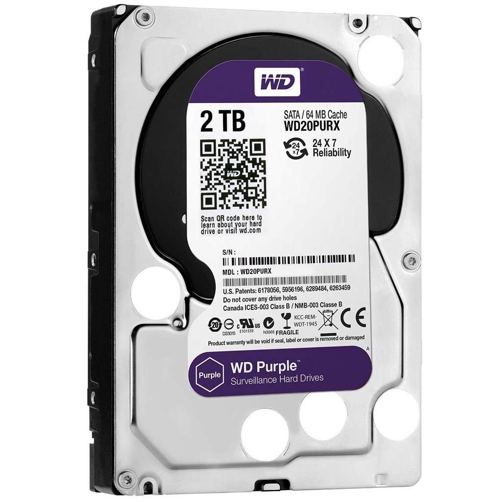Ổ Cứng HDD WD Purple™ Tím 2Tb Chuyên dùng cho Đầu Ghi Camera - bảo hành 2 năm- hàng nhập khẩu