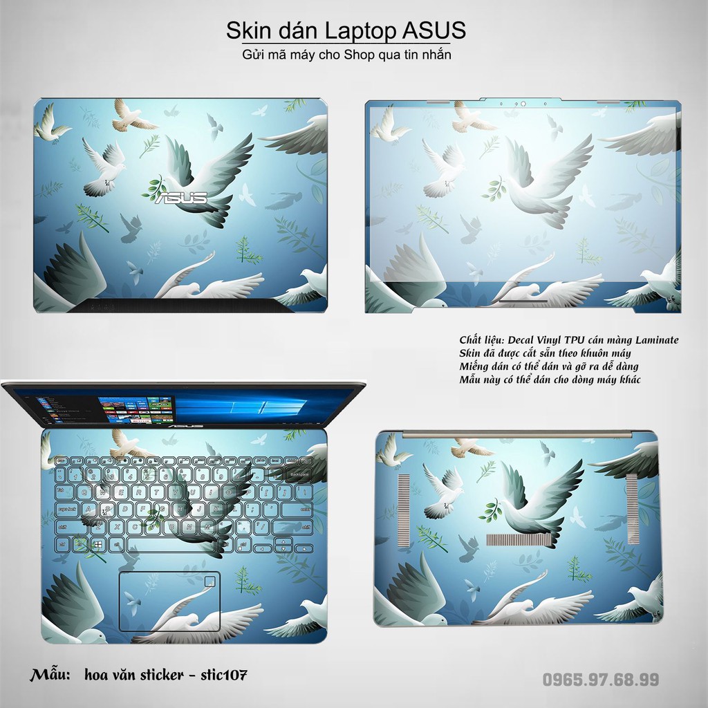 Skin dán Laptop Asus in hình Hoa văn sticker _nhiều mẫu 18 (inbox mã máy cho Shop)