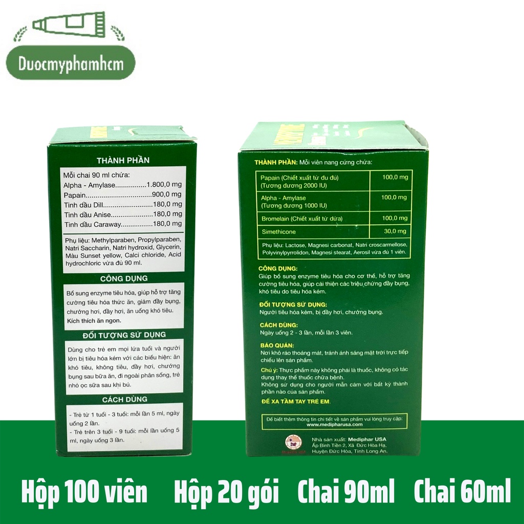 Men Hỗ Trợ Tiêu Hóa Menpeptine Enzyme và Drops Mediphar- Dạng Viên và Dạng Lỏng