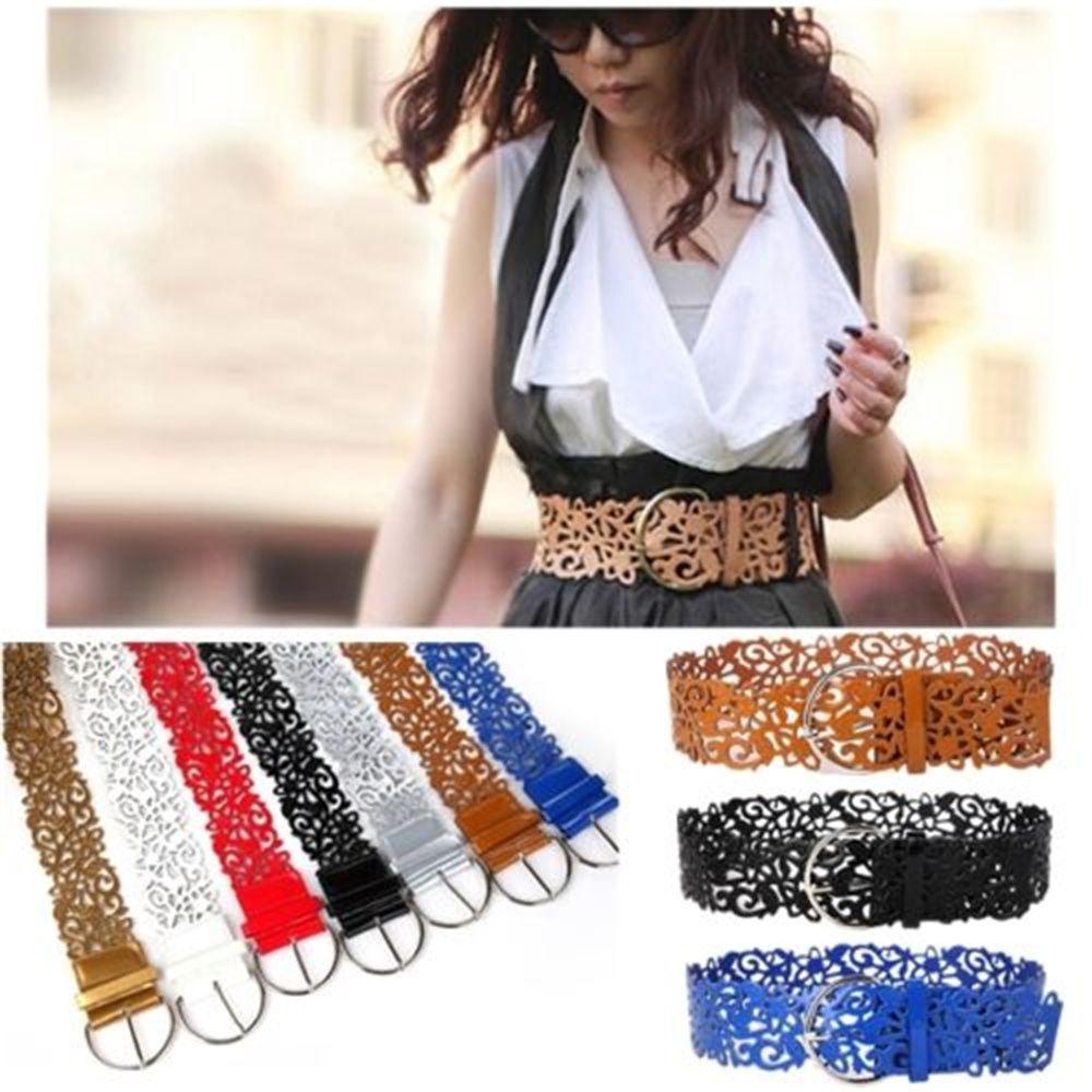 Lay Thắt Lưng Da Bản Rộng Có Khóa Cài Rỗng