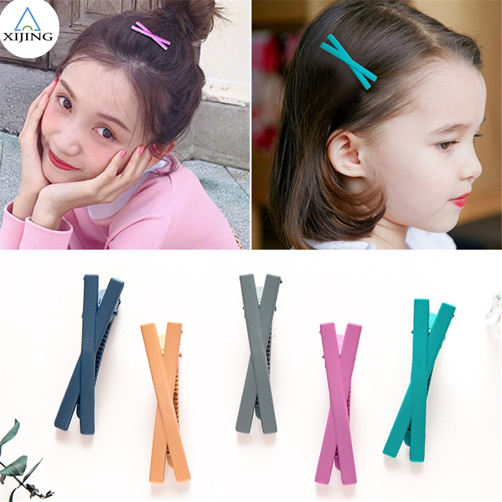 Kẹp tóc nữ màu trơn kiểu dáng đơn giản phong cách Hàn Quốc cá tính