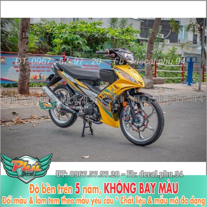 Tem rời Exciter 135 Lc vàng xám xanh tổ ong (H) -1