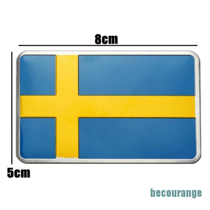 [becourange]1Pc Sweden flag logo emblem alloy badge car motorcycle decor stickers