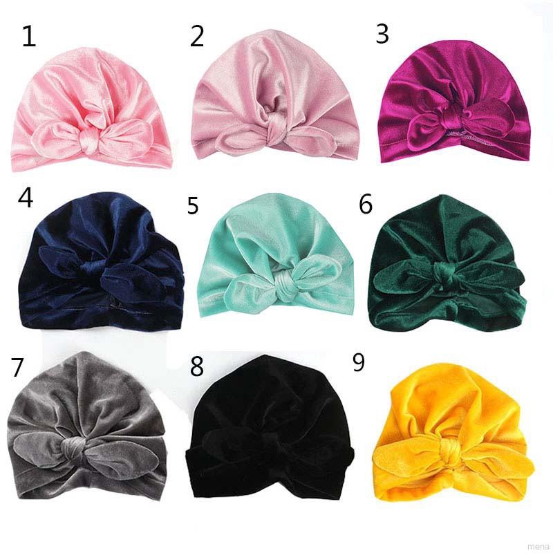 Nón len vải trùm đầu phối nơ đáng yêu cho bé gái