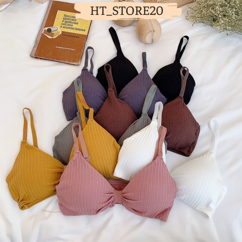 Áo bra nữ 2 dây nơ xinh xắn - Áo ngực mút mỏng - Bra nữ chất cotton co dãn VALICA B308