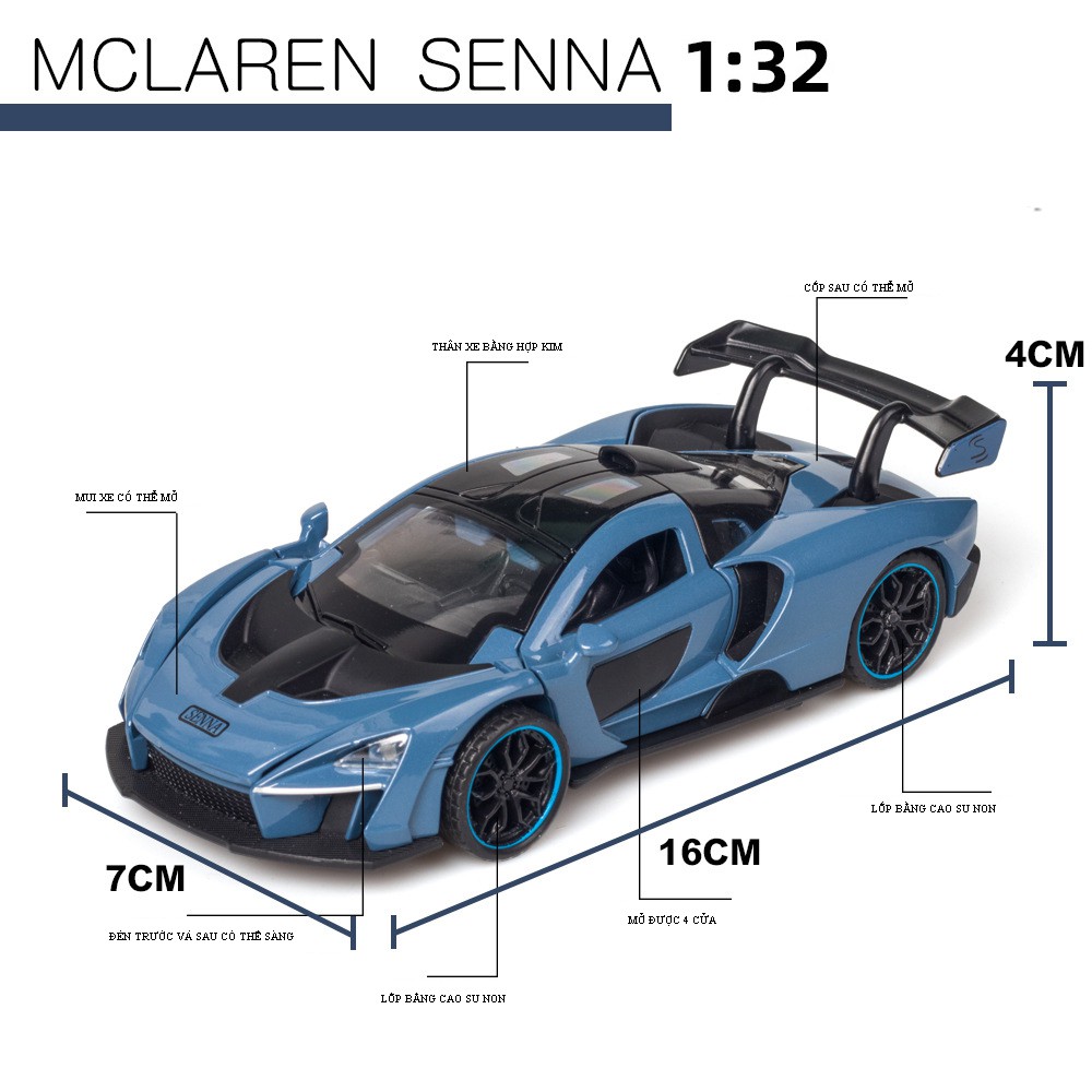 Xe Mô Hình Tĩnh MCLAREN SENNA tỉ lệ 1:32, có đèn và âm thanh