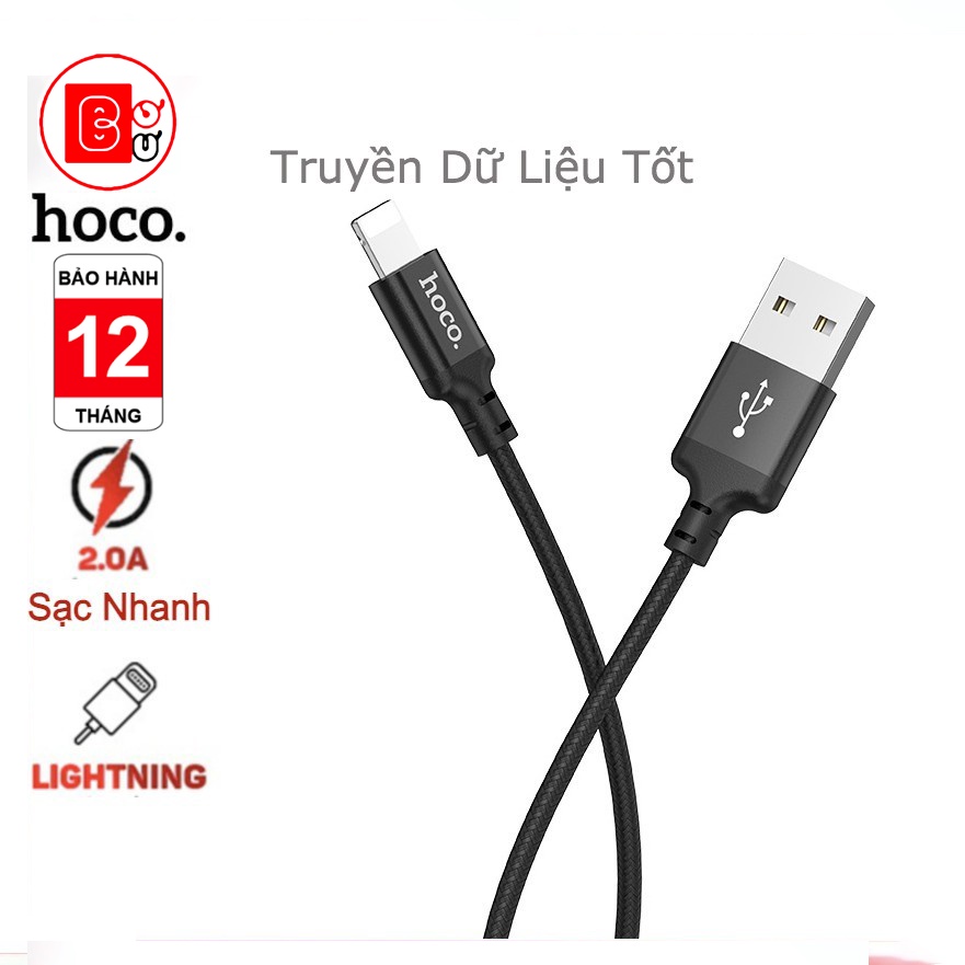 Dây Cáp Sạc NHANH Ip Lightning SIÊU BỀN Hoco X14, Chính Hãng Nhập Khẩu Đài Loan - Bơ Bư